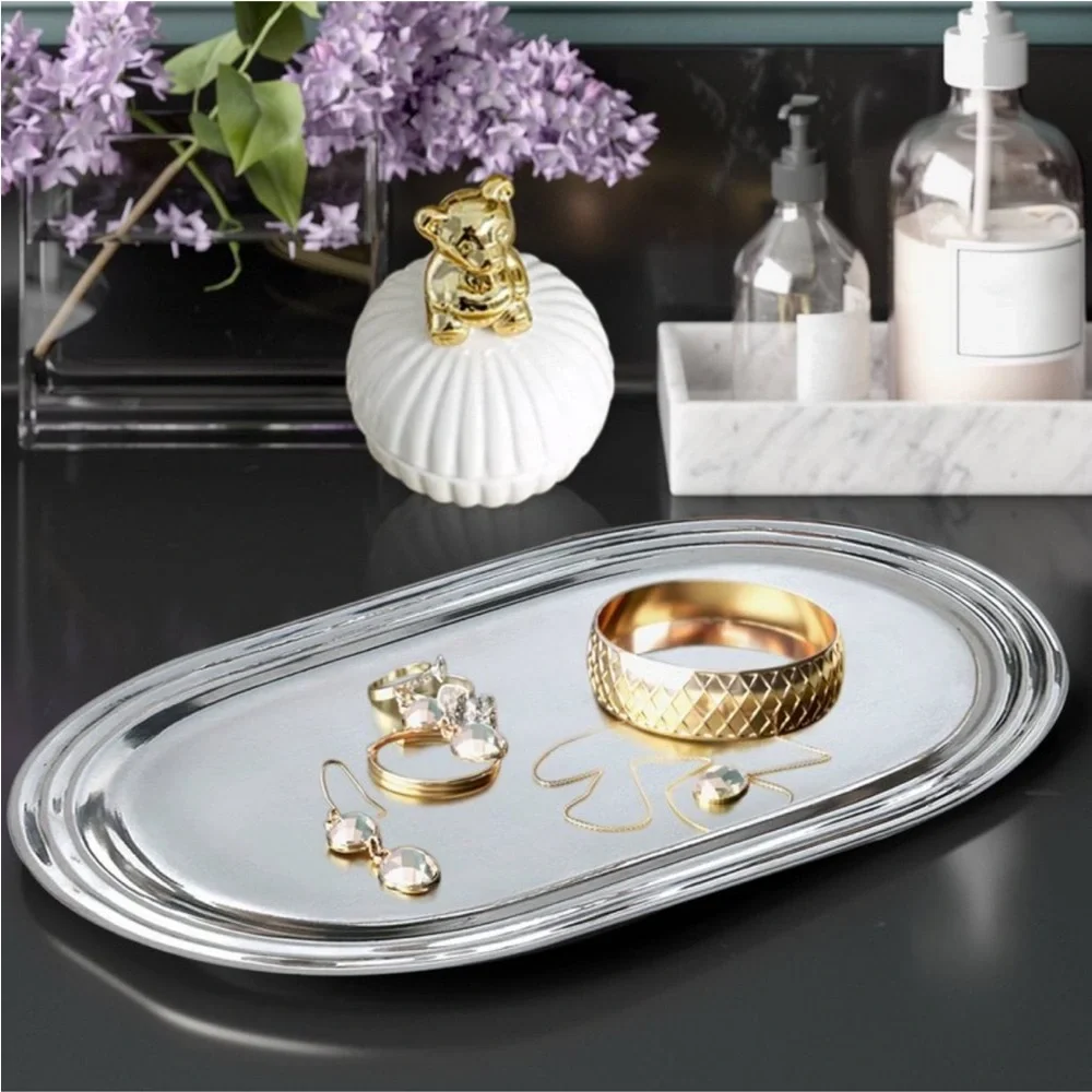 NU STEEL NWT chrome plated storage amenity tray -silver